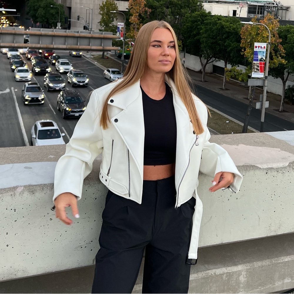 Lioness White Leather Biker Jacket - Picture 4 of 4